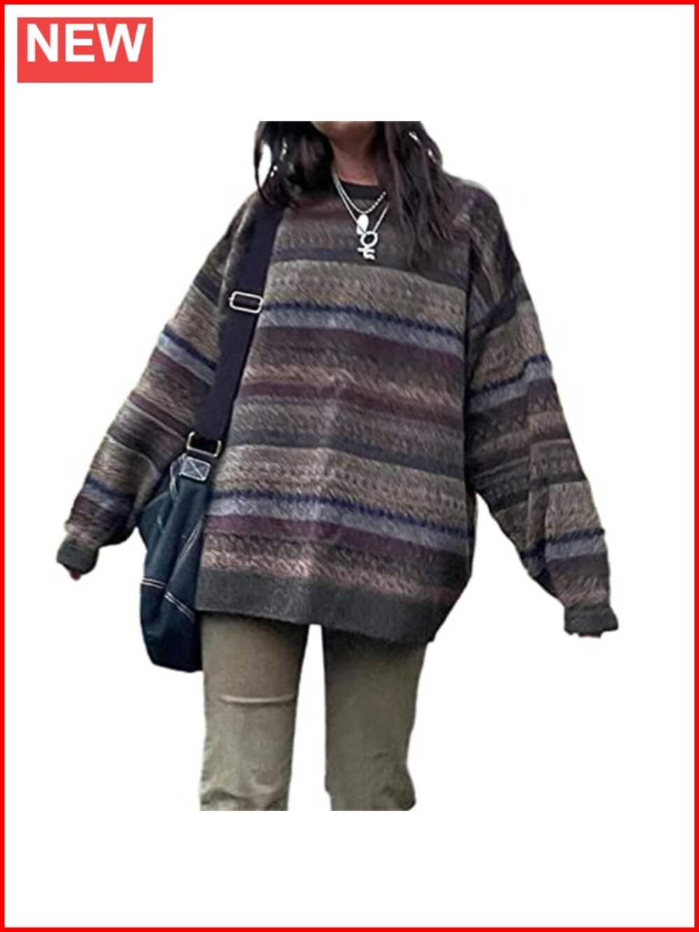 Y2K Argyle Striped Pullover Sweater